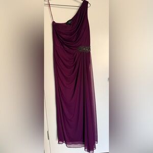 Alex Evenings Purple Asymmetrical One Shoulder Gown